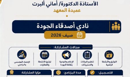 معهد الإسكندرية العالي للإعلام يعلن فتح باب الانضمام إلى نادي أصدقاء الجودة – صيف 2026